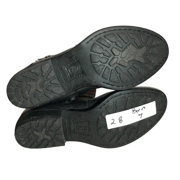 BORN Black Leather Tall Knee High Wide Calf Riding Boot Womens 7 Side Zip - Picture 10 of 10